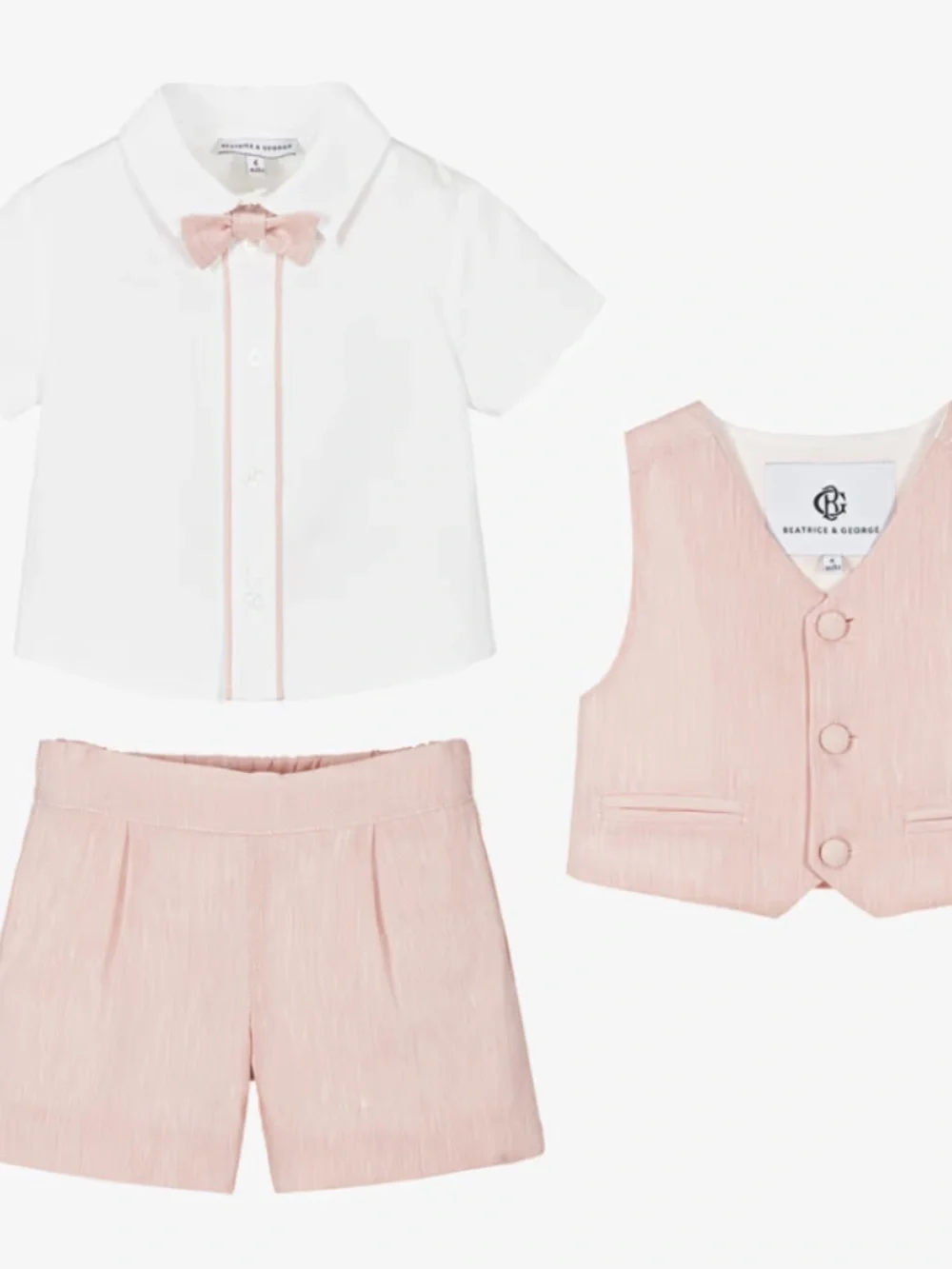 Beatrice & George Boys Pink Waistcoat & Shorts Suit ( Size: 3T)